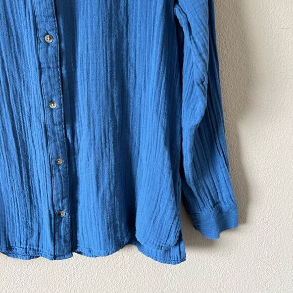 Crinkle Gauze Button Down Shirt - Picture 6 of 11